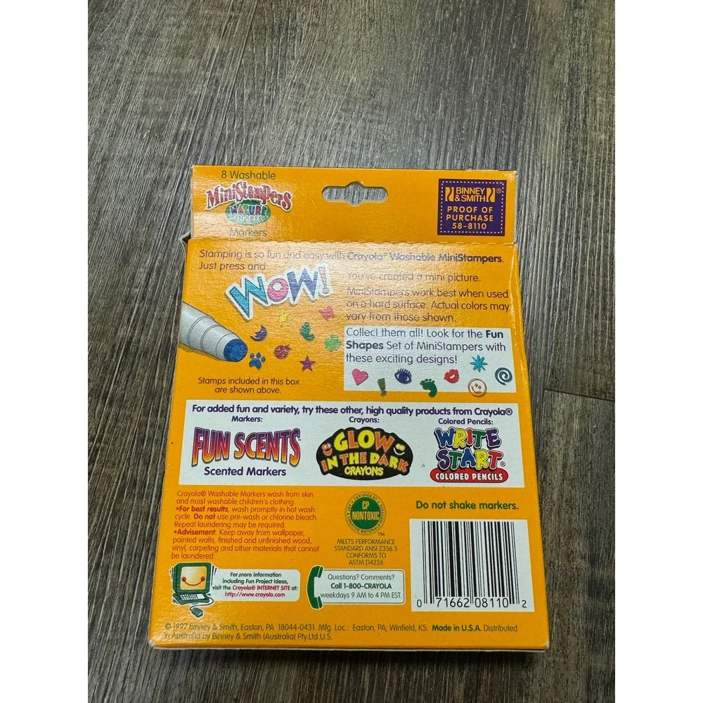 Vintage 1997 Crayola MiniStampers Nature Shapes 8 Washable Markers 58-8110 USA